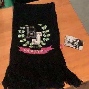 NWT Betsey Johnson Varsity Black Lambs wool winter scarf.